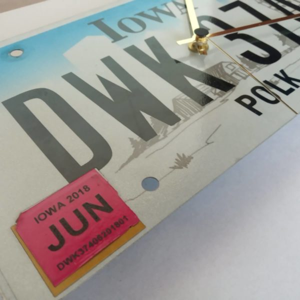 Hodiny spz USA license plate clock Iowa dwk